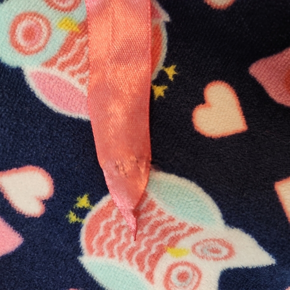 Small Womens Owl Pajamas Pants Pink And Navy Fleece - Picture 3 of 5